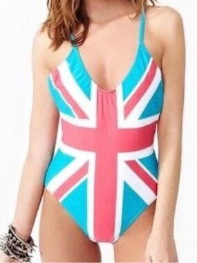 Wildfox Union Jack One Piece Swim XS Spice Girls